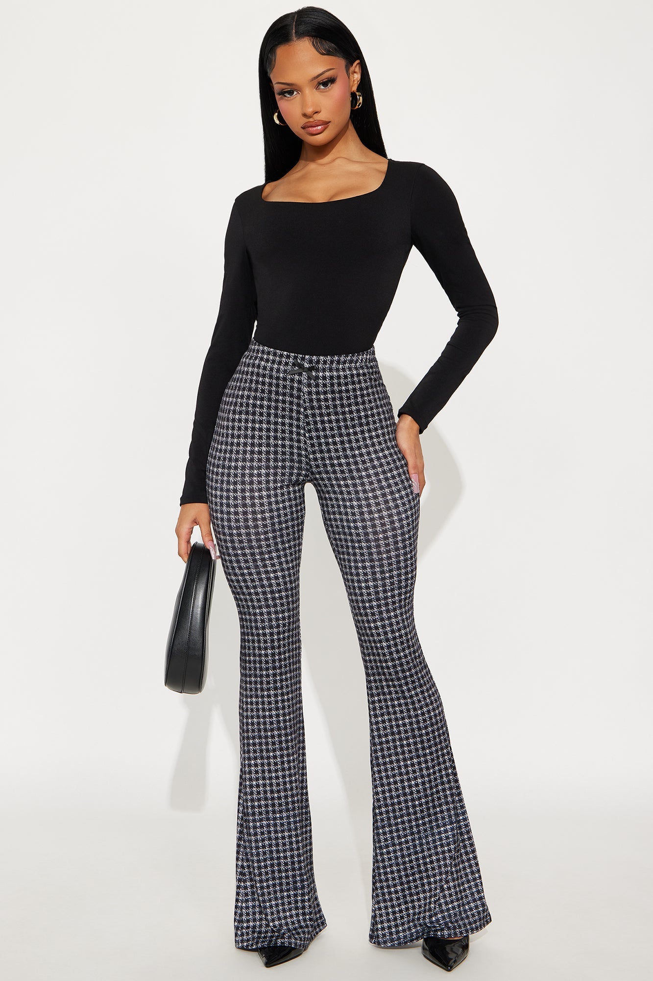 Kelly Gingham Flare Pant 32″ - Black/combo