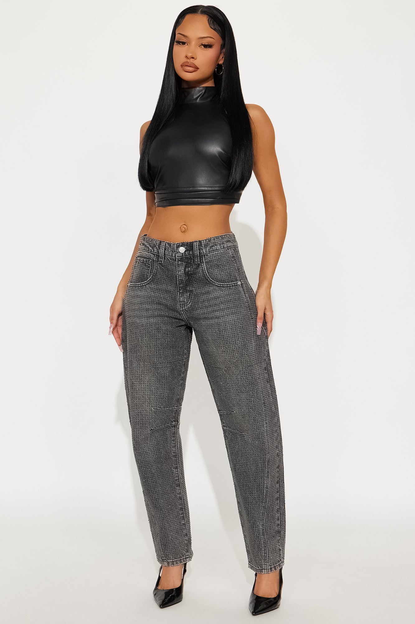 Razzle Dazzle Embellished Jeans - Grey