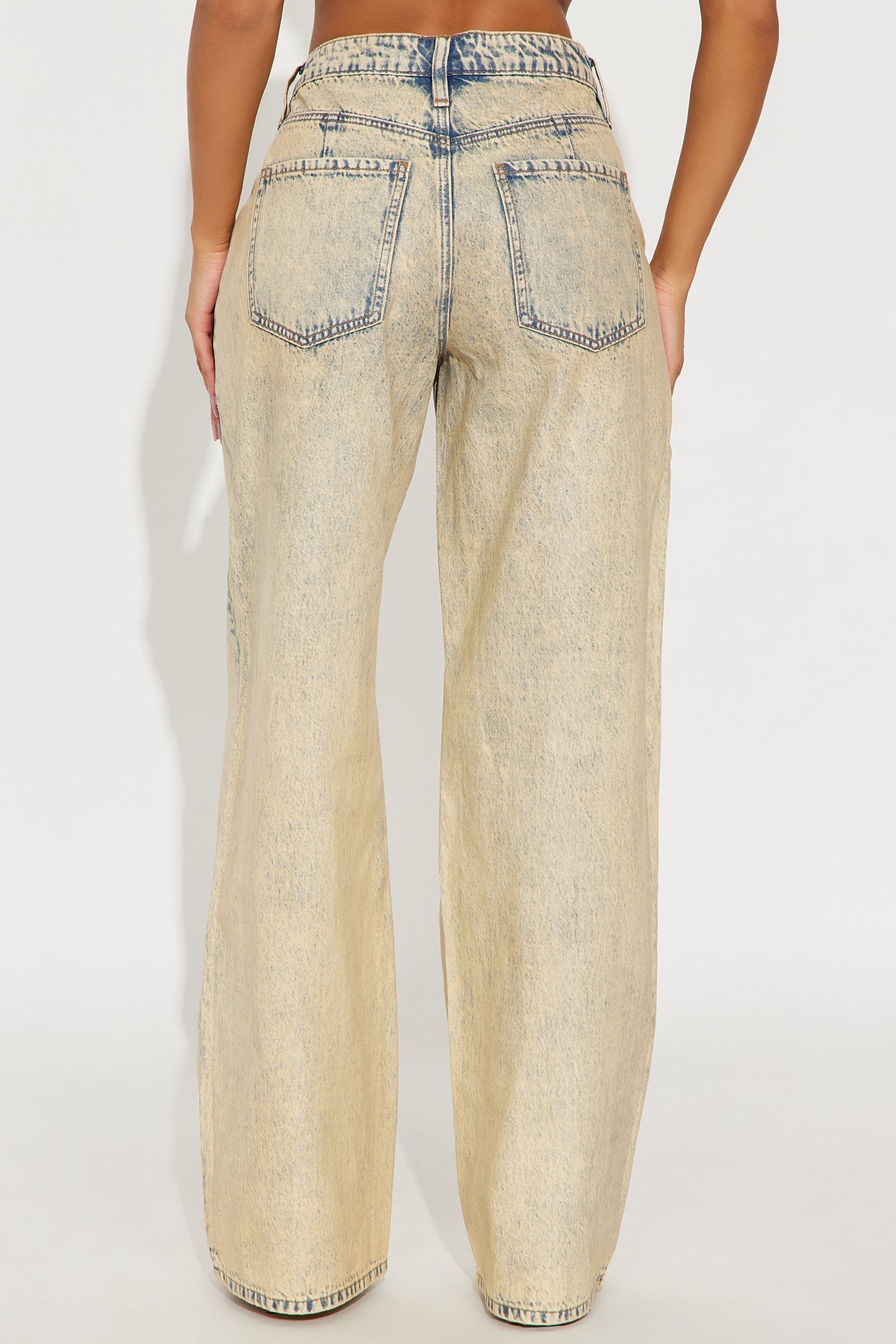 Acting Right Coated Wide Leg Jeans - Cream