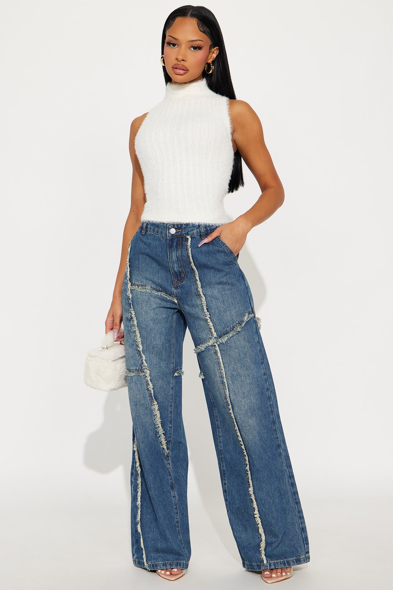 Worn Wild Frayed Denim Jeans - Dark Wash