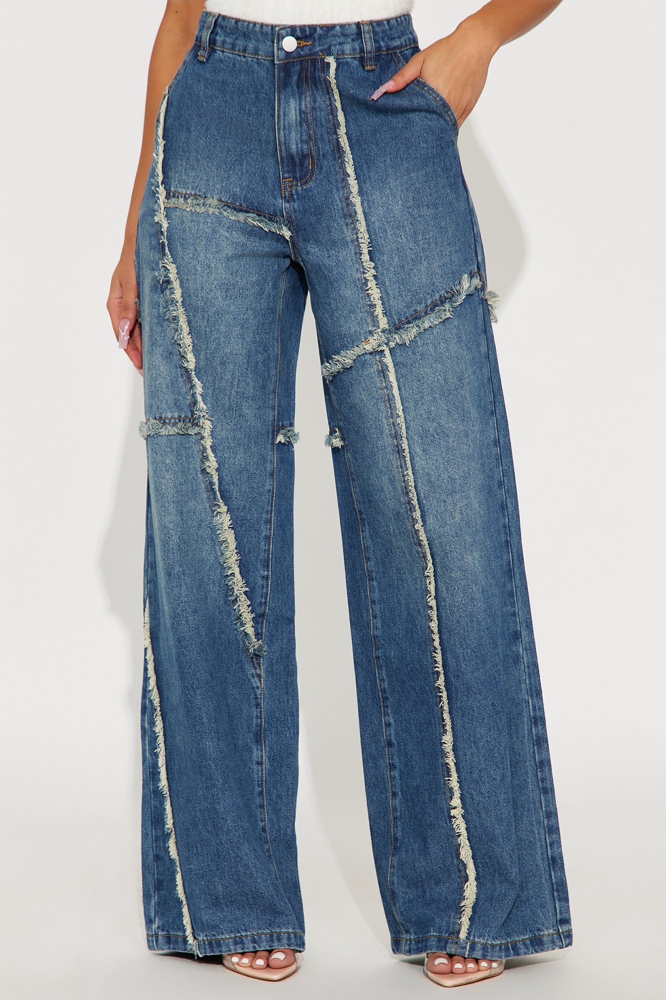 Worn Wild Frayed Denim Jeans - Dark Wash
