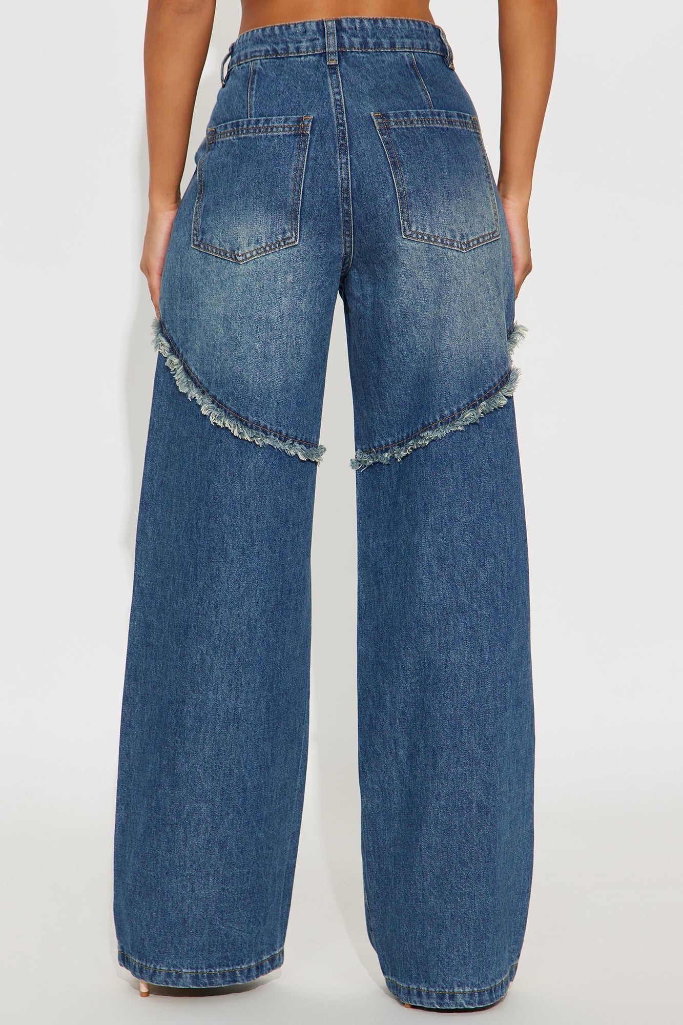 Worn Wild Frayed Denim Jeans - Dark Wash