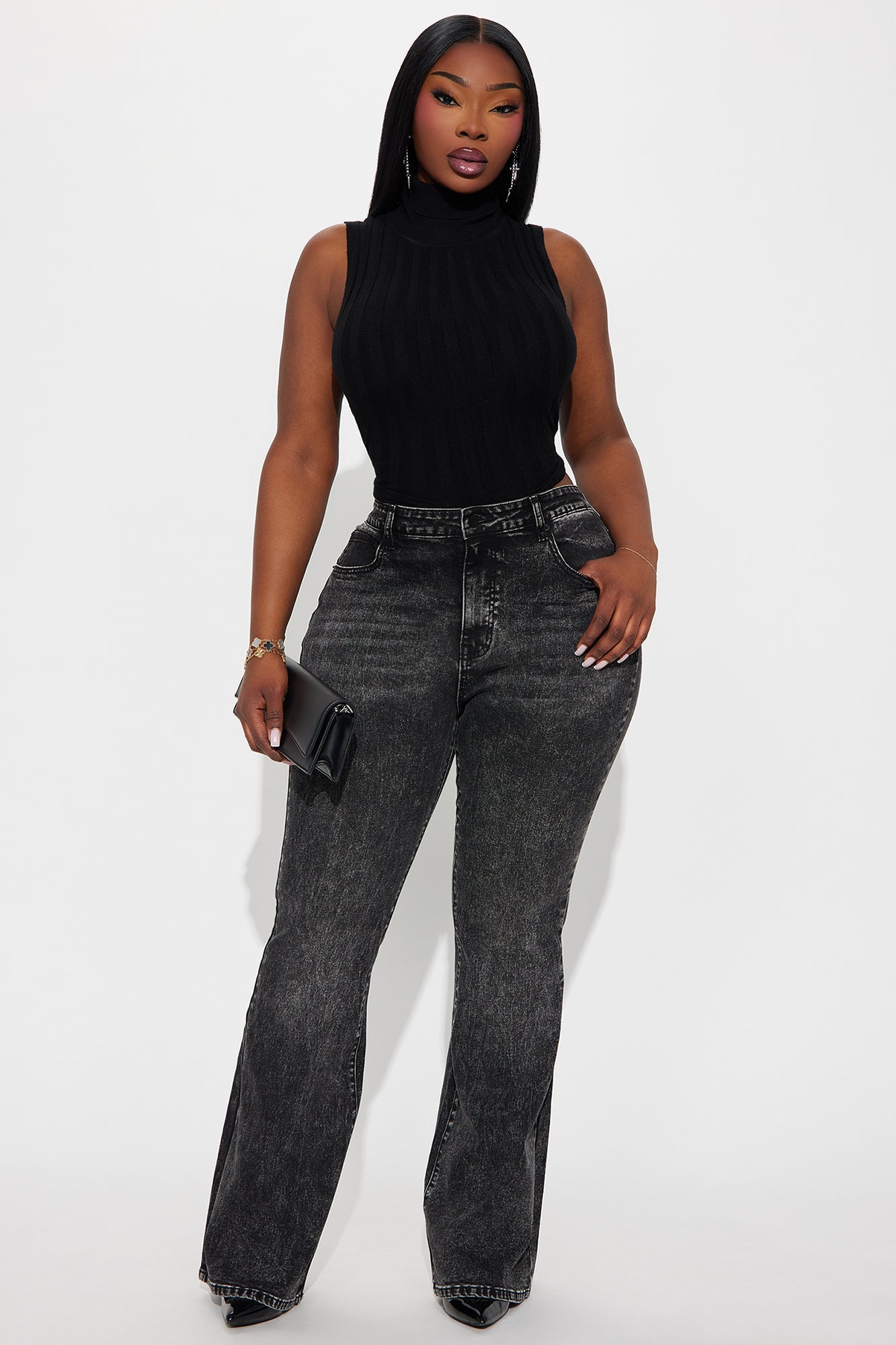 Gemma Sculpting Stretch Flare Jeans - Black