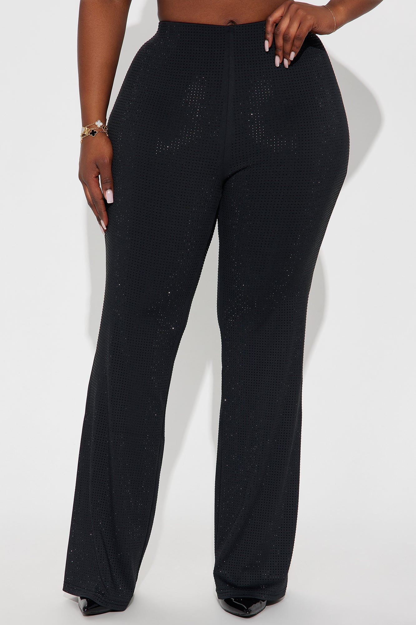 Embellished Wide Leg Pant 32″ - Black