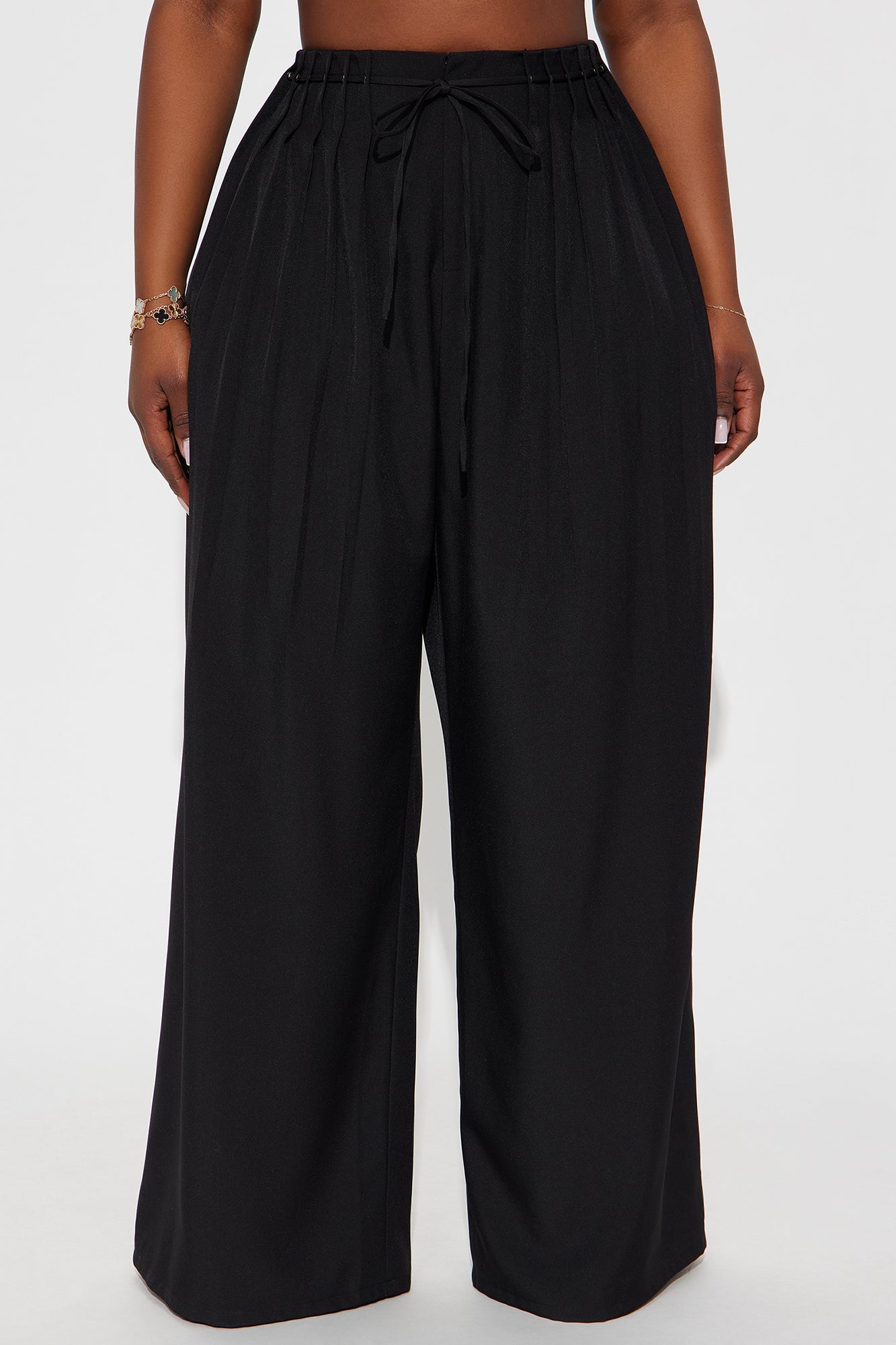 Berlin Pleated High Rise Wide Leg Trouser Pant 32″ - Black