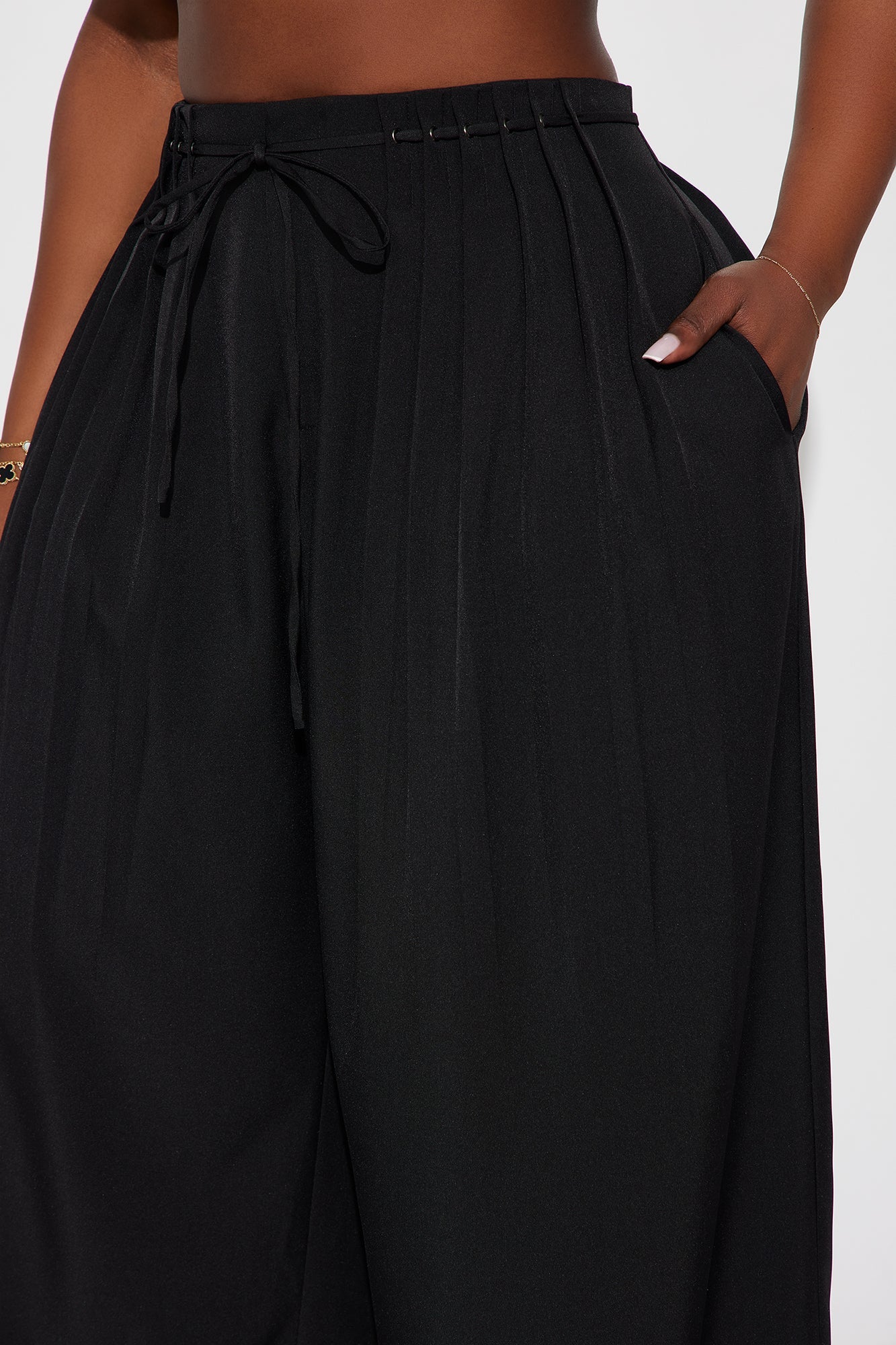 Berlin Pleated High Rise Wide Leg Trouser Pant 32″ - Black