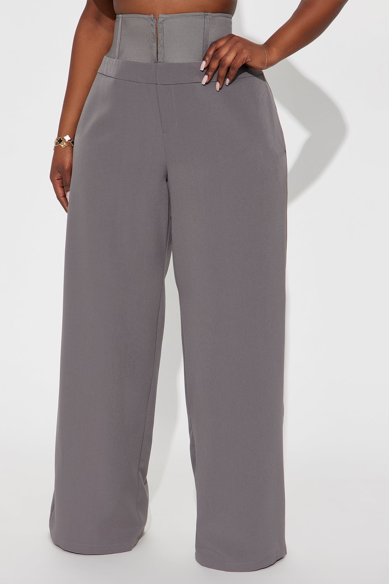 Lover Of Mine Corset Wide Leg Trouser Pant 33 - Grey