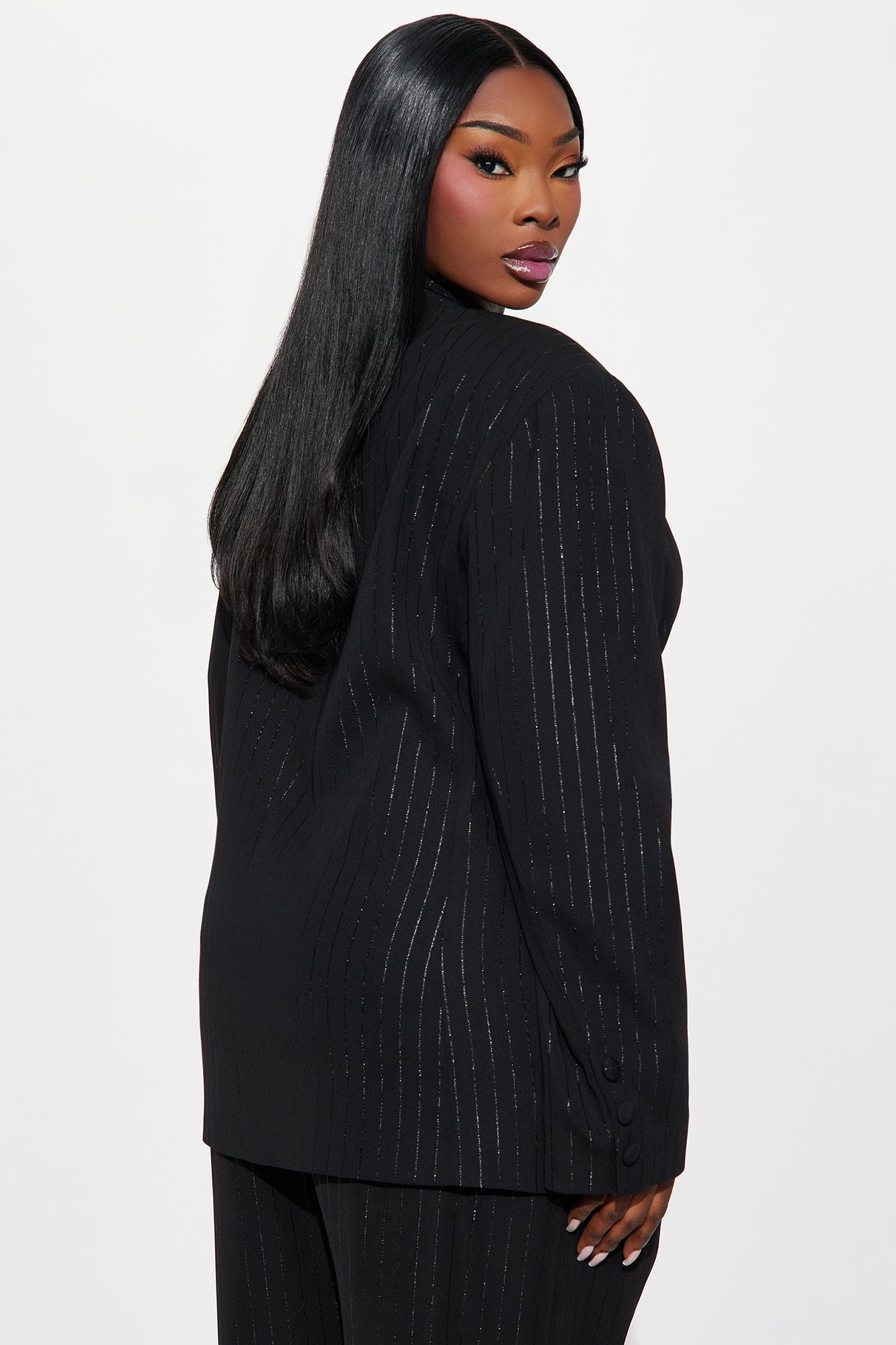 Smooth Criminal Metallic Pinstripe Blazer - Black