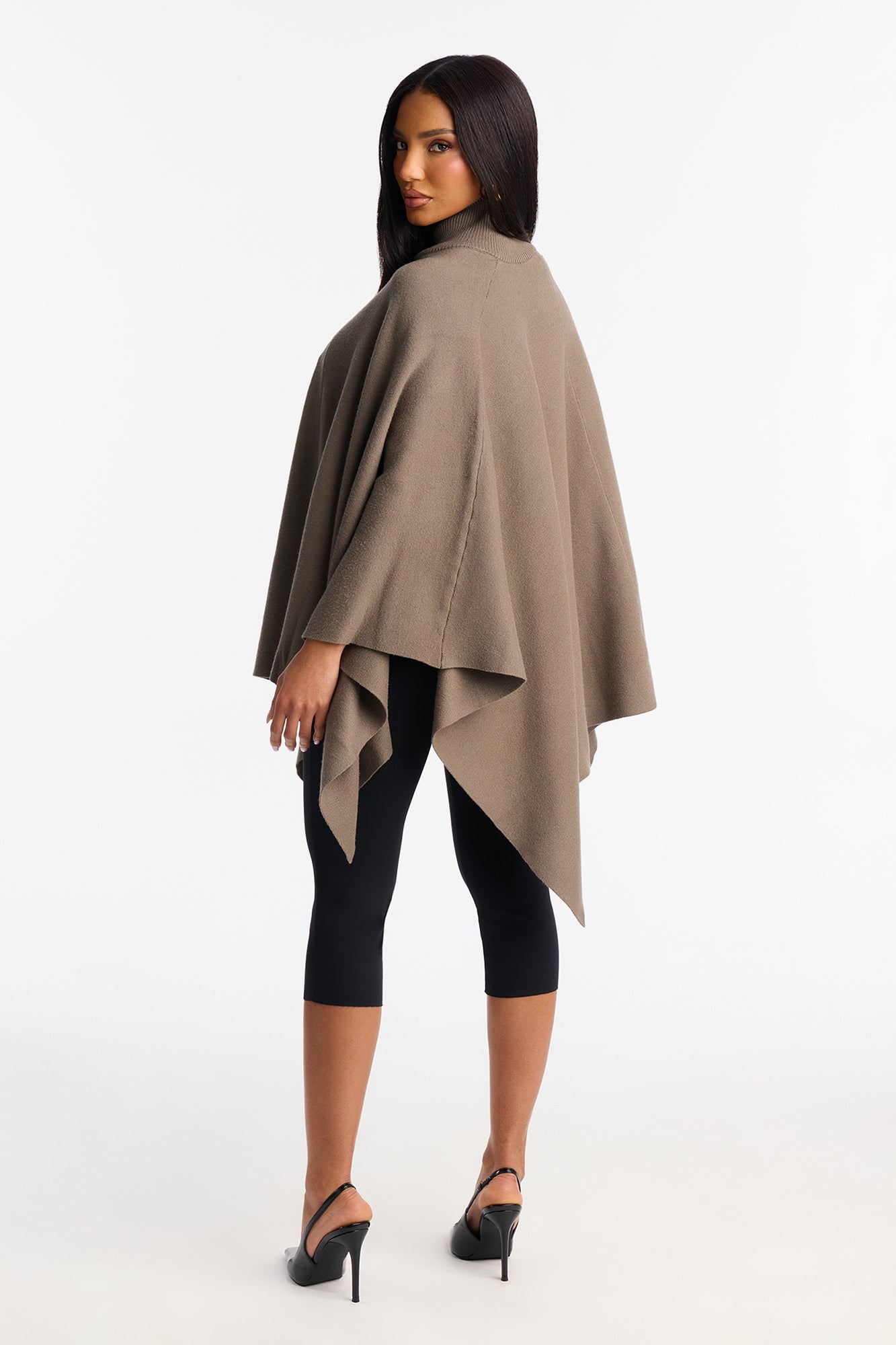 Not Blending In Turtle Neck Poncho - Olive