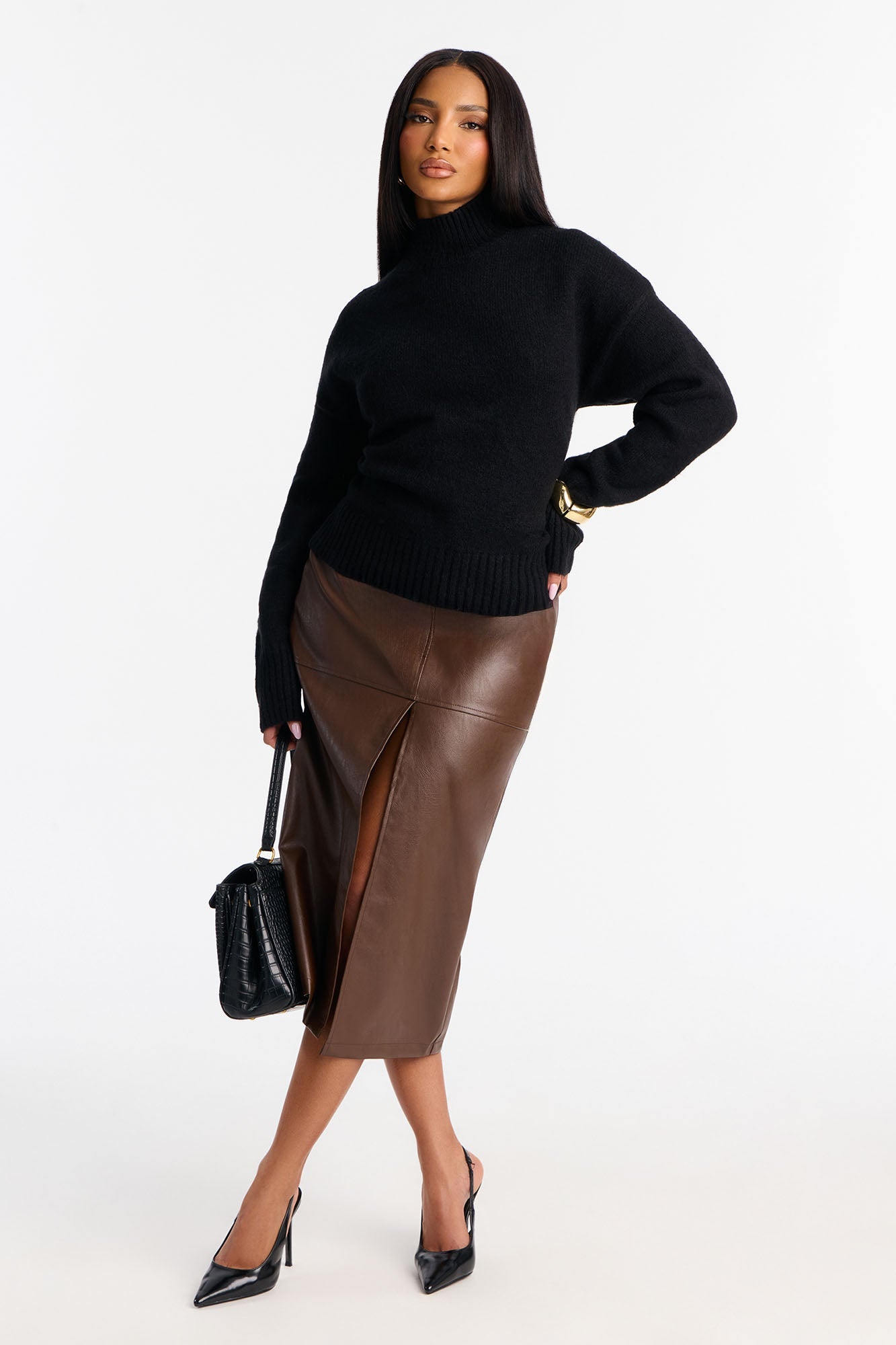 Jesse Mock Neck Sweater - Black