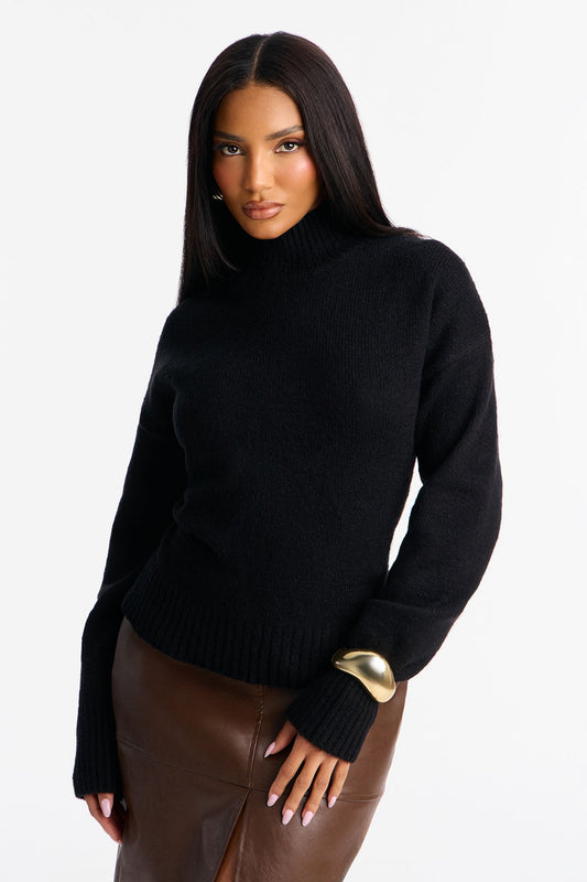 Jesse Mock Neck Sweater - Black