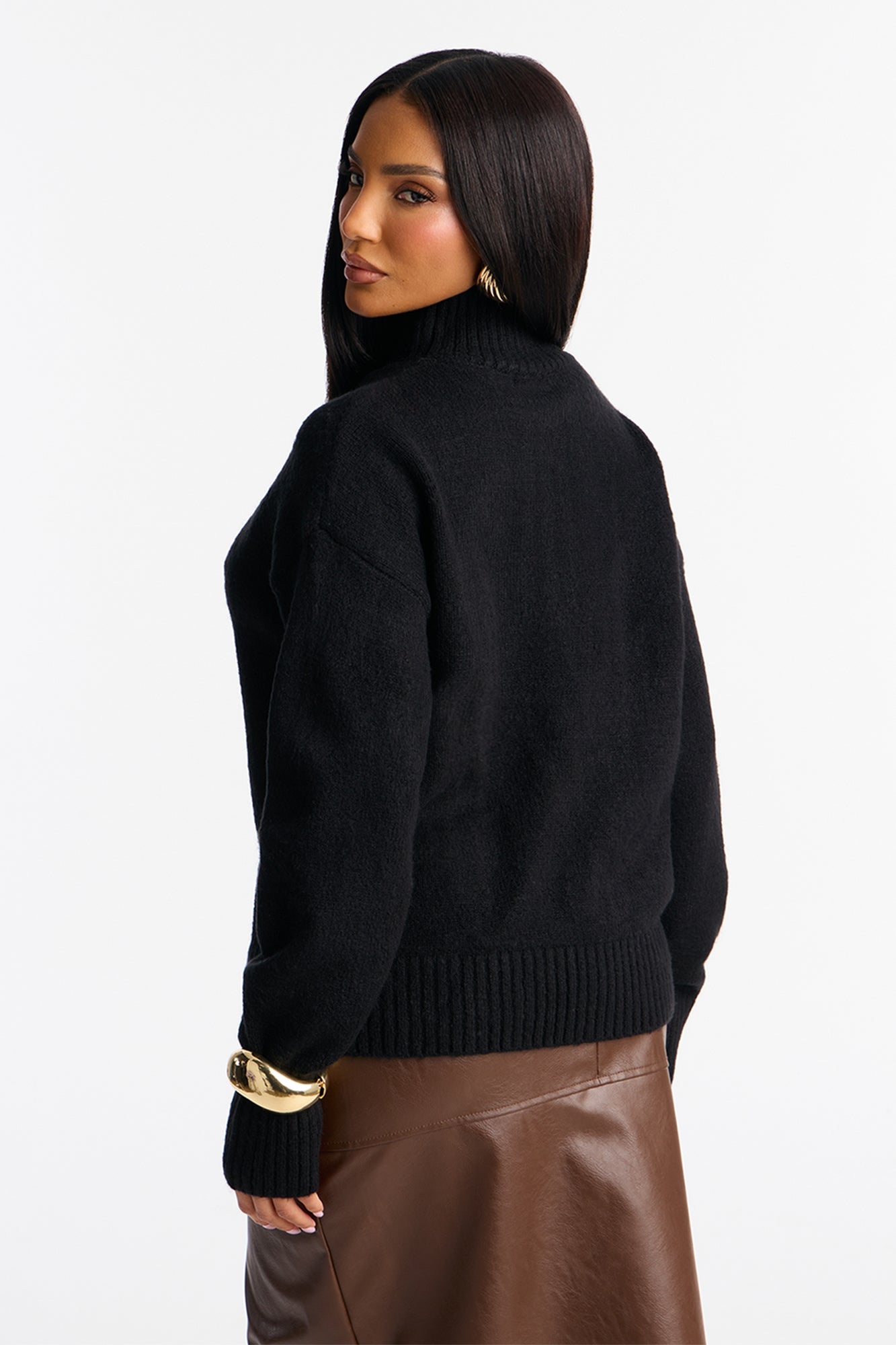 Jesse Mock Neck Sweater - Black