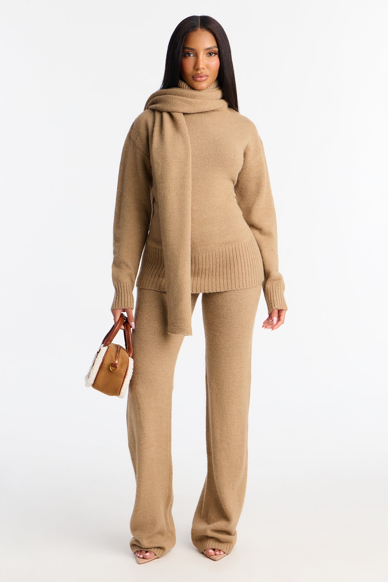 Sophie Sweater 3 Piece Pant Set - Taupe