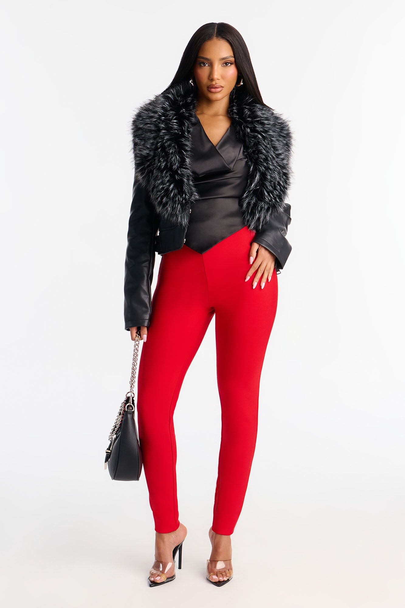 Serafina Bandage Skinny Pants 27″ - Red