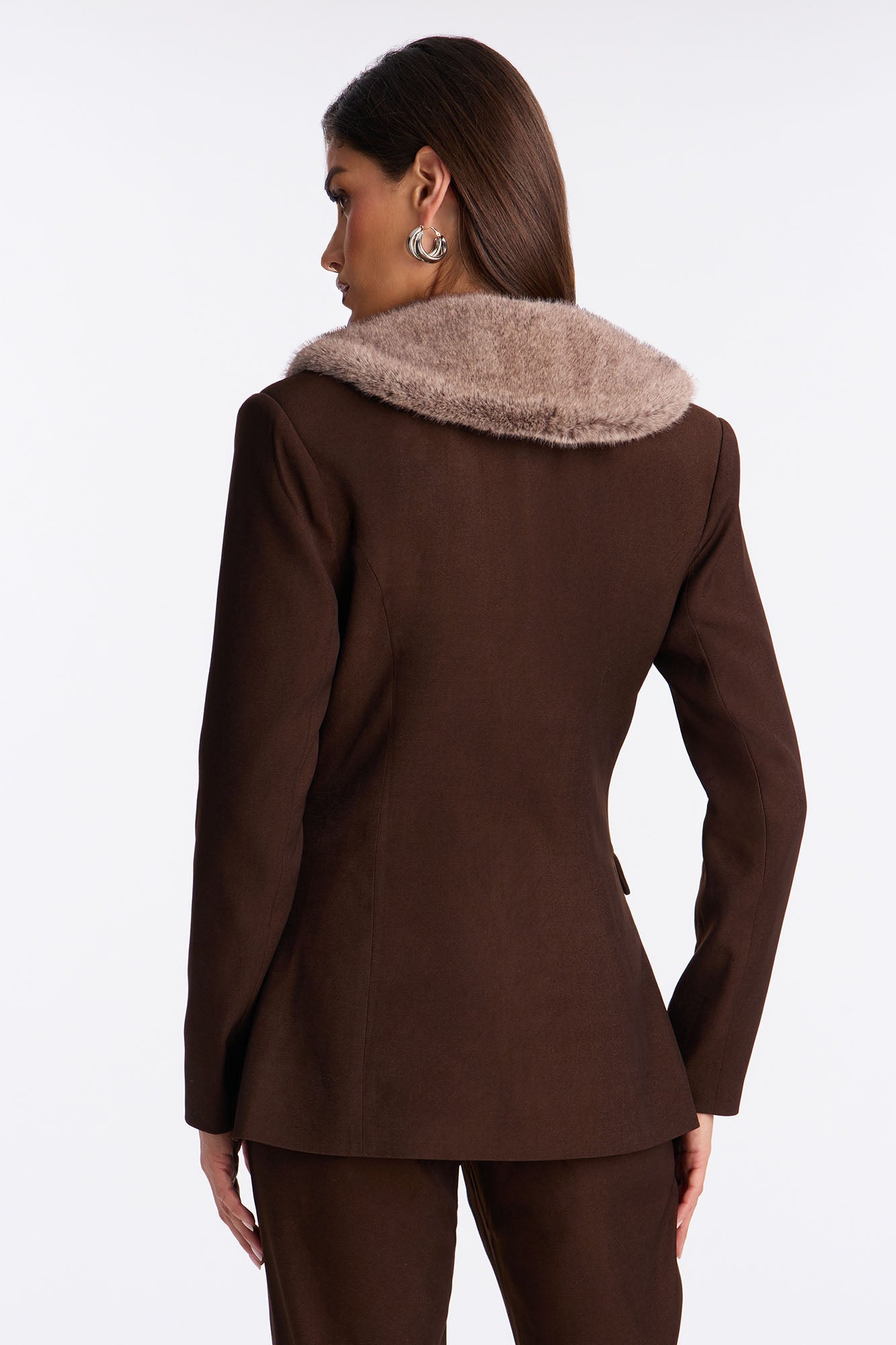 Night Out On The Town Faux Fur Blazer - Brown