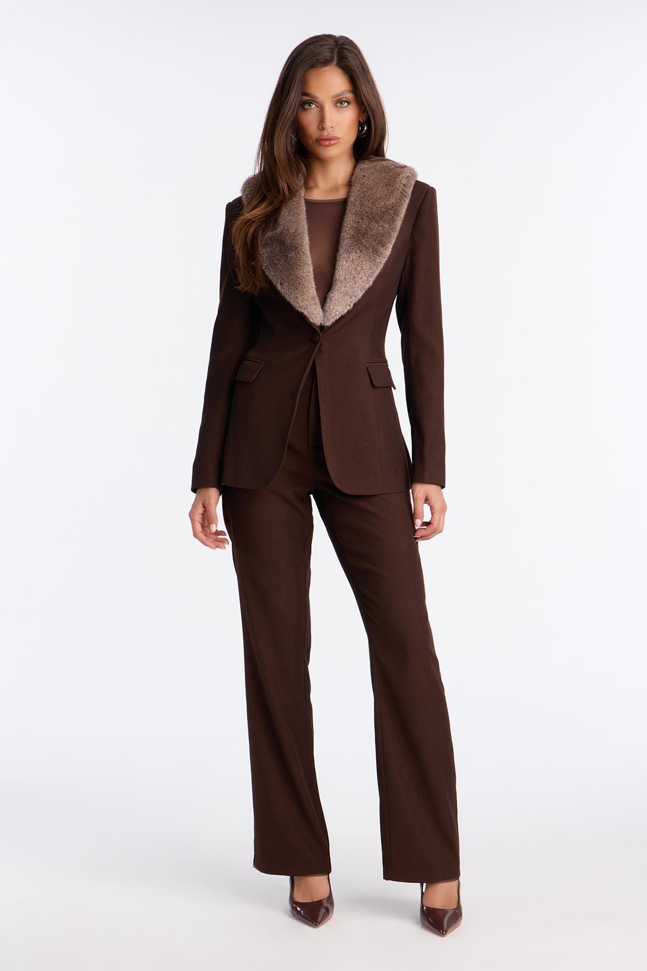 Night Out On The Town Straight Leg Trouser Pant 32″ - Brown