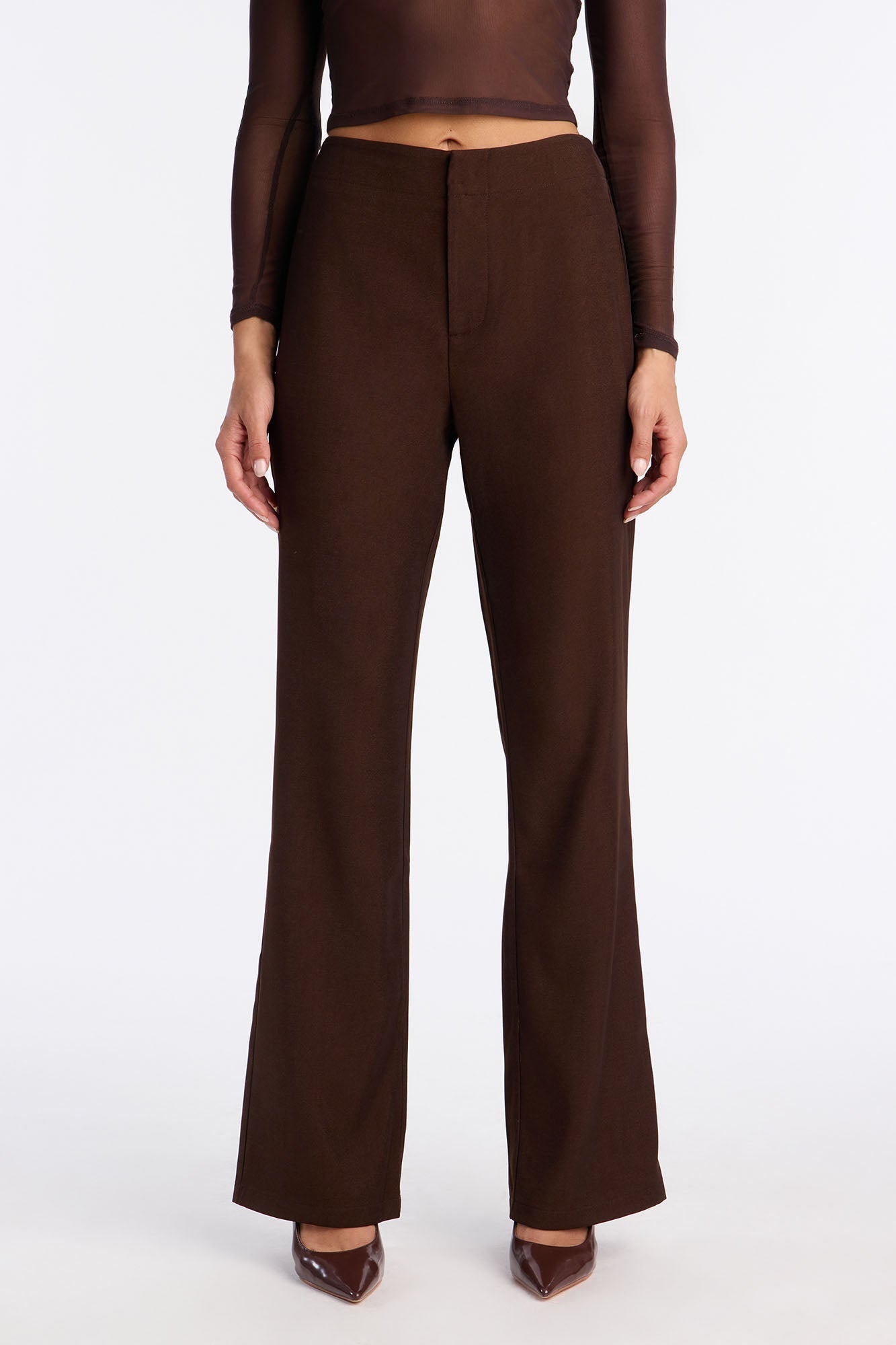 Night Out On The Town Straight Leg Trouser Pant 32″ - Brown