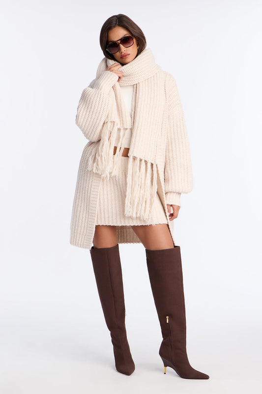 Gabby Sweater 3 Piece Skirt Set - Cream