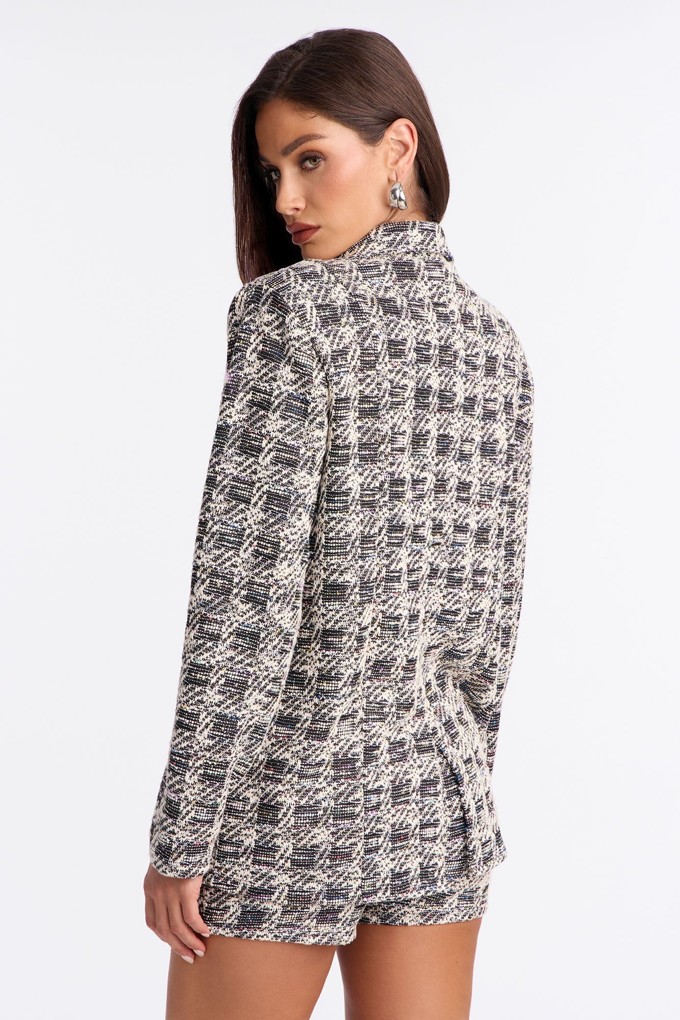 Yvonne Tweed Blazer Short Set - Black/combo