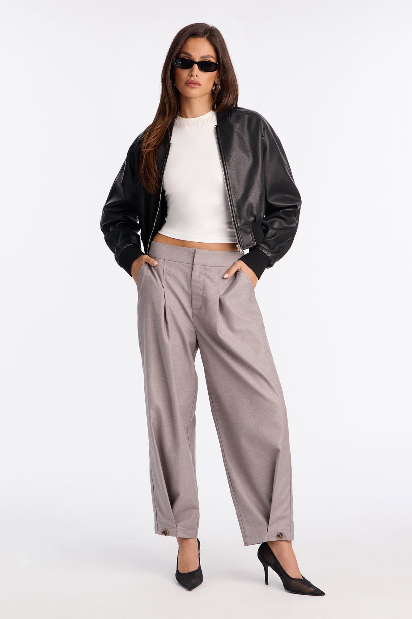 Business Only Balloon Leg Trousers - Grey