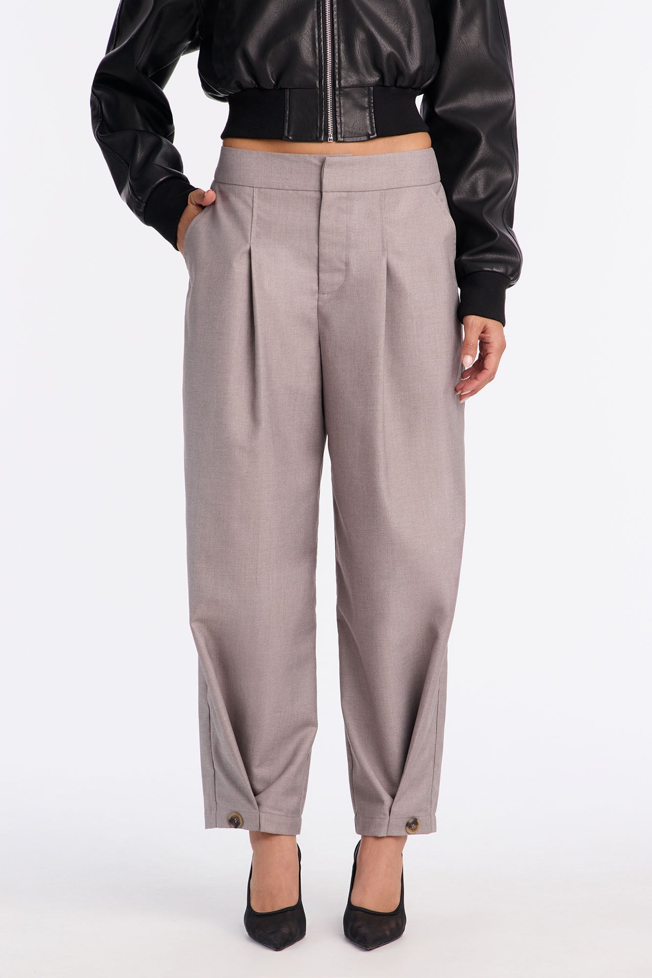 Business Only Balloon Leg Trousers - Grey