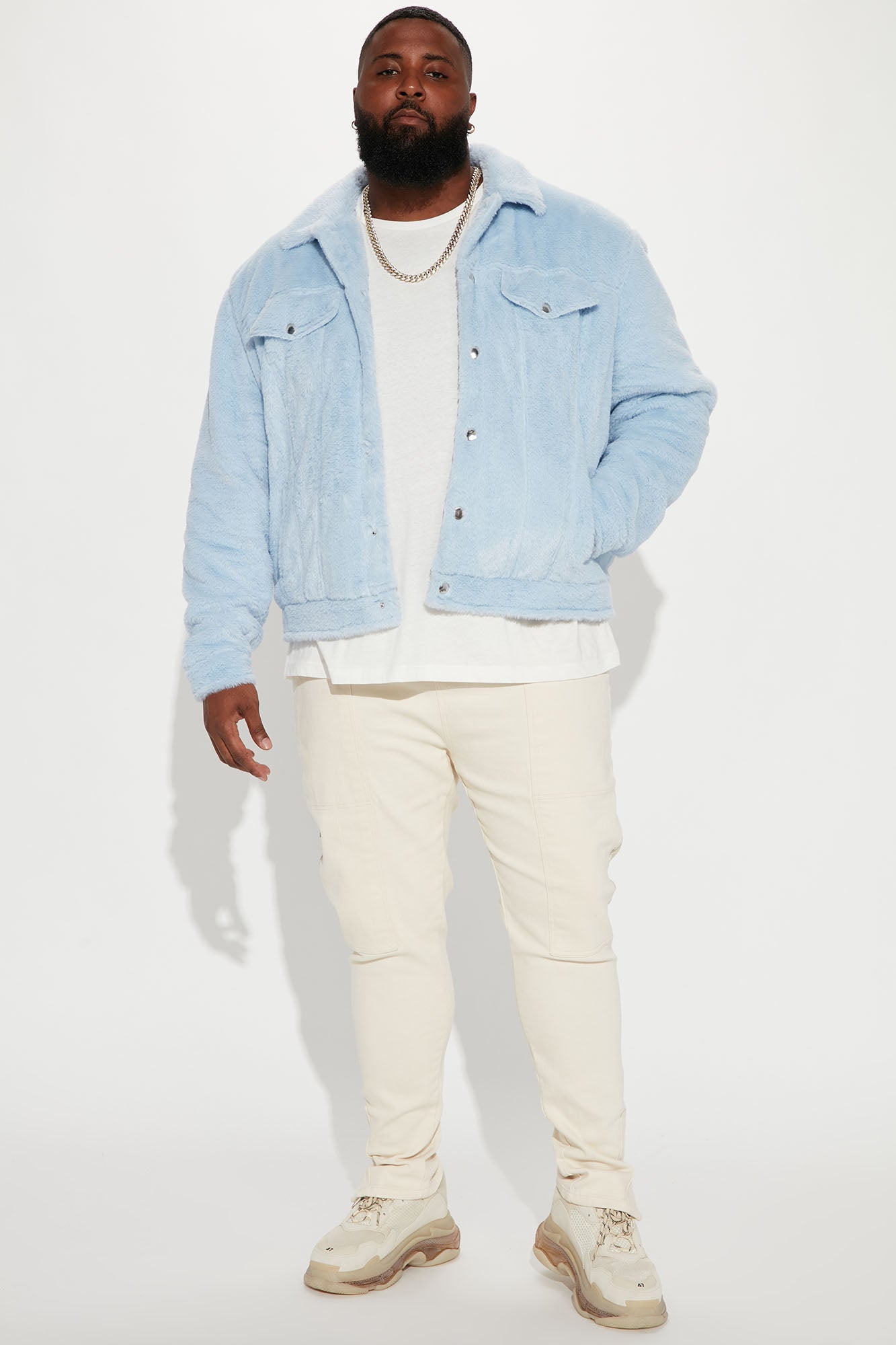 Hey Ma Fur Trucker Jacket - Light Blue