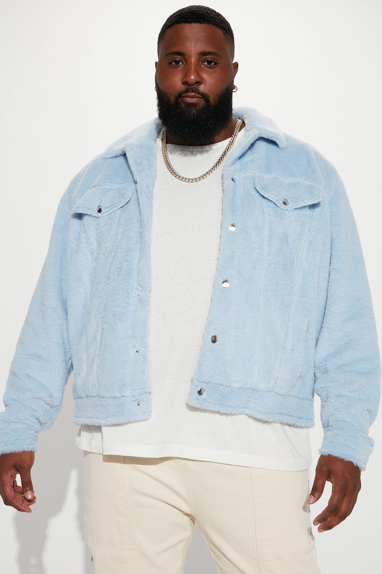 Hey Ma Fur Trucker Jacket - Light Blue