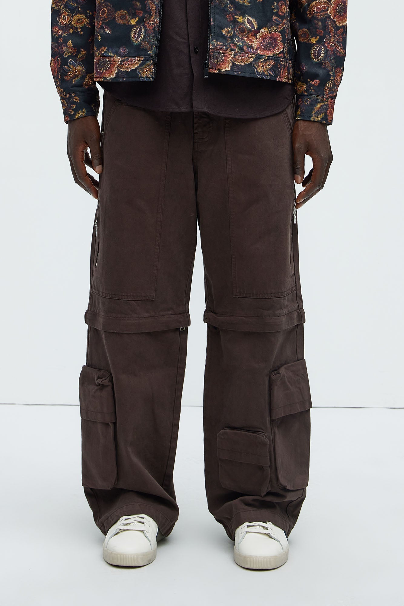 Maybe Next Time Zip Off Baggy Cargo Pants - Brown