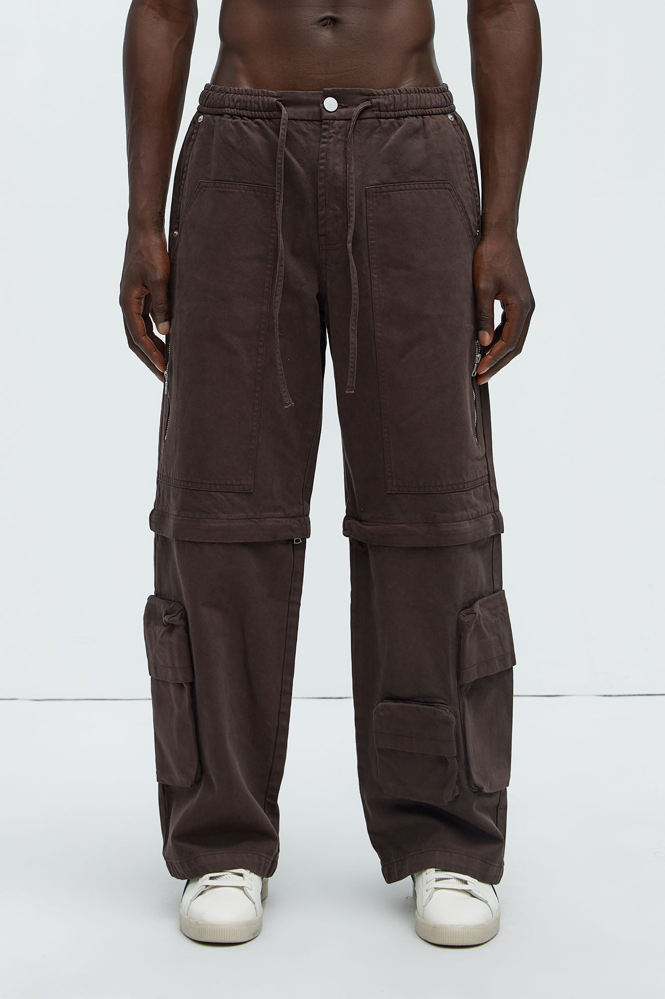 Maybe Next Time Zip Off Baggy Cargo Pants - Brown