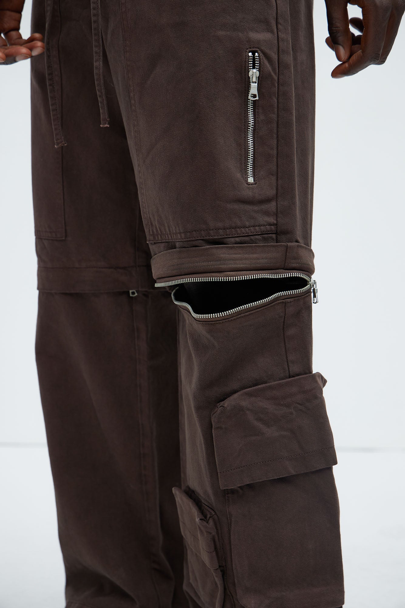 Maybe Next Time Zip Off Baggy Cargo Pants - Brown