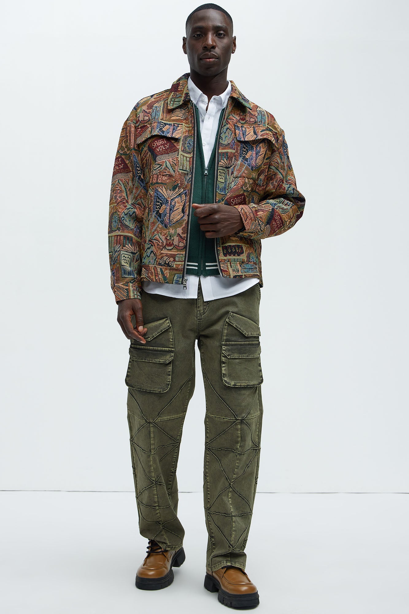 Feelin A Way Tapestry Zip Jacket - Multi Color