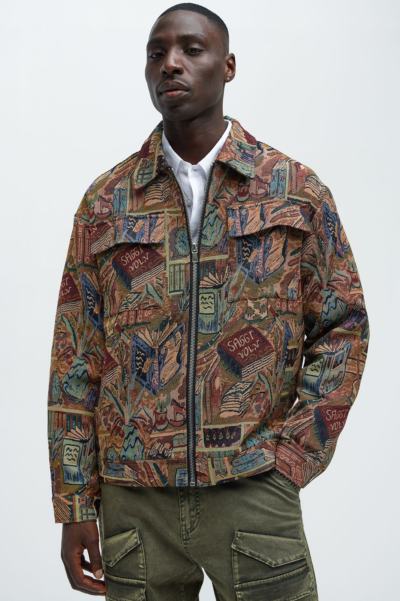 Feelin A Way Tapestry Zip Jacket - Multi Color