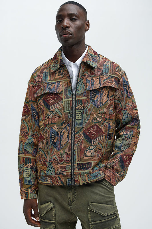 Feelin A Way Tapestry Zip Jacket - Multi Color