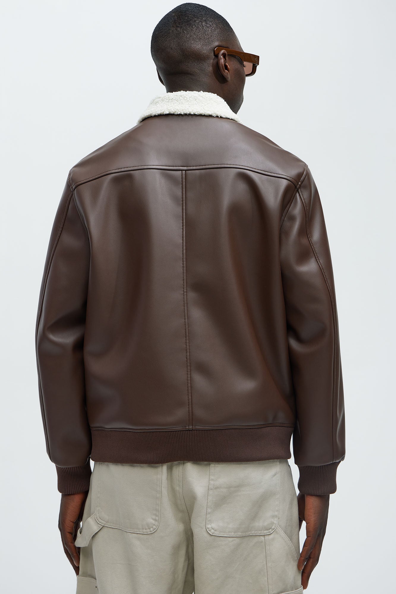 Baldwin Faux Sherpa Leather Jacket - Brown