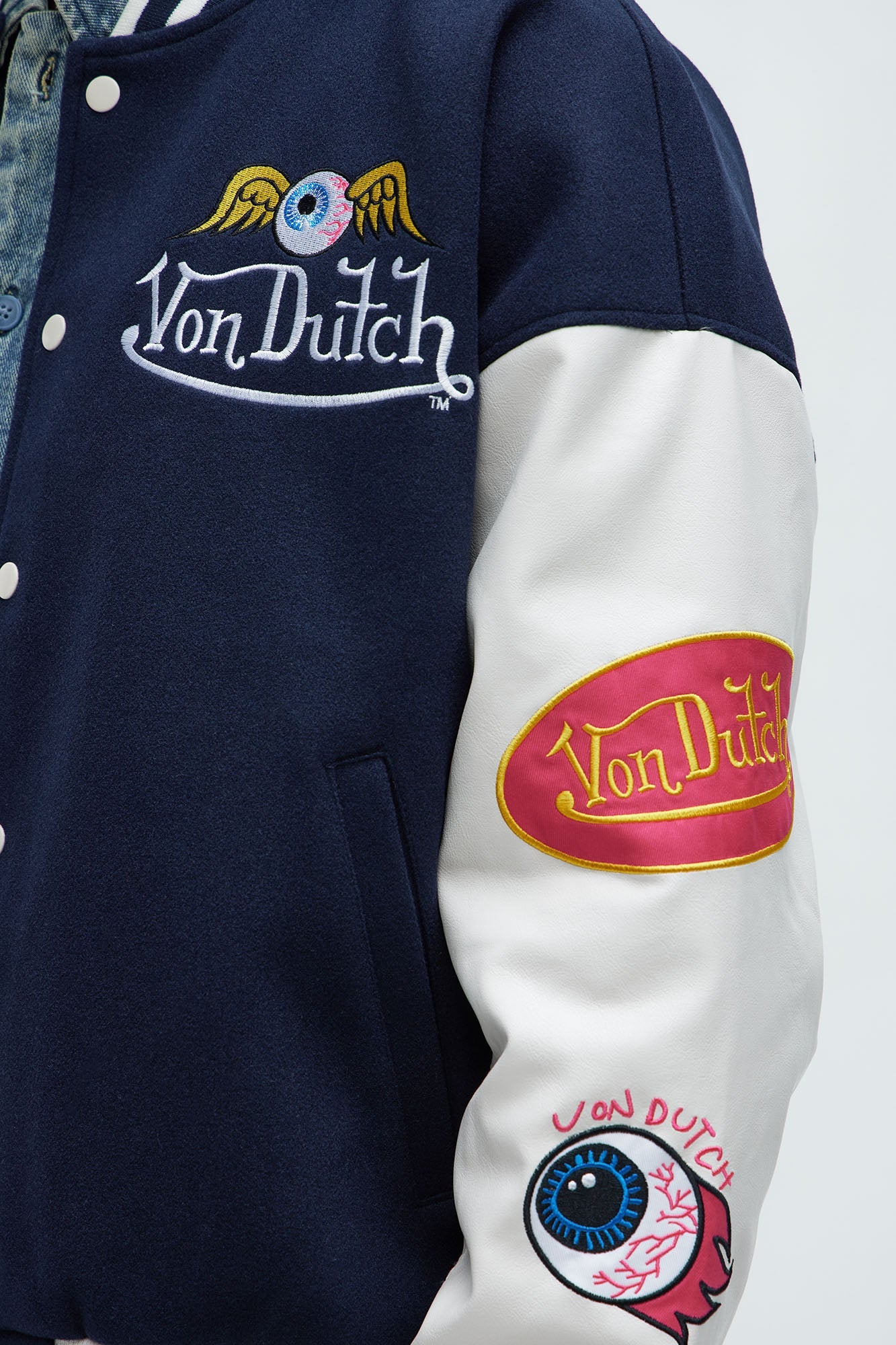 Von Dutch Eyeball Varsity Jacket - Navy/combo