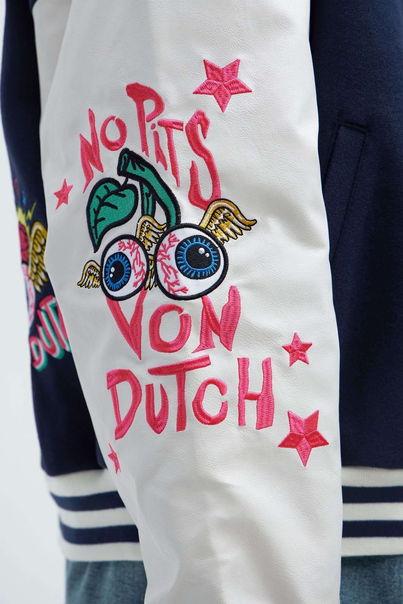 Von Dutch Eyeball Varsity Jacket - Navy/combo