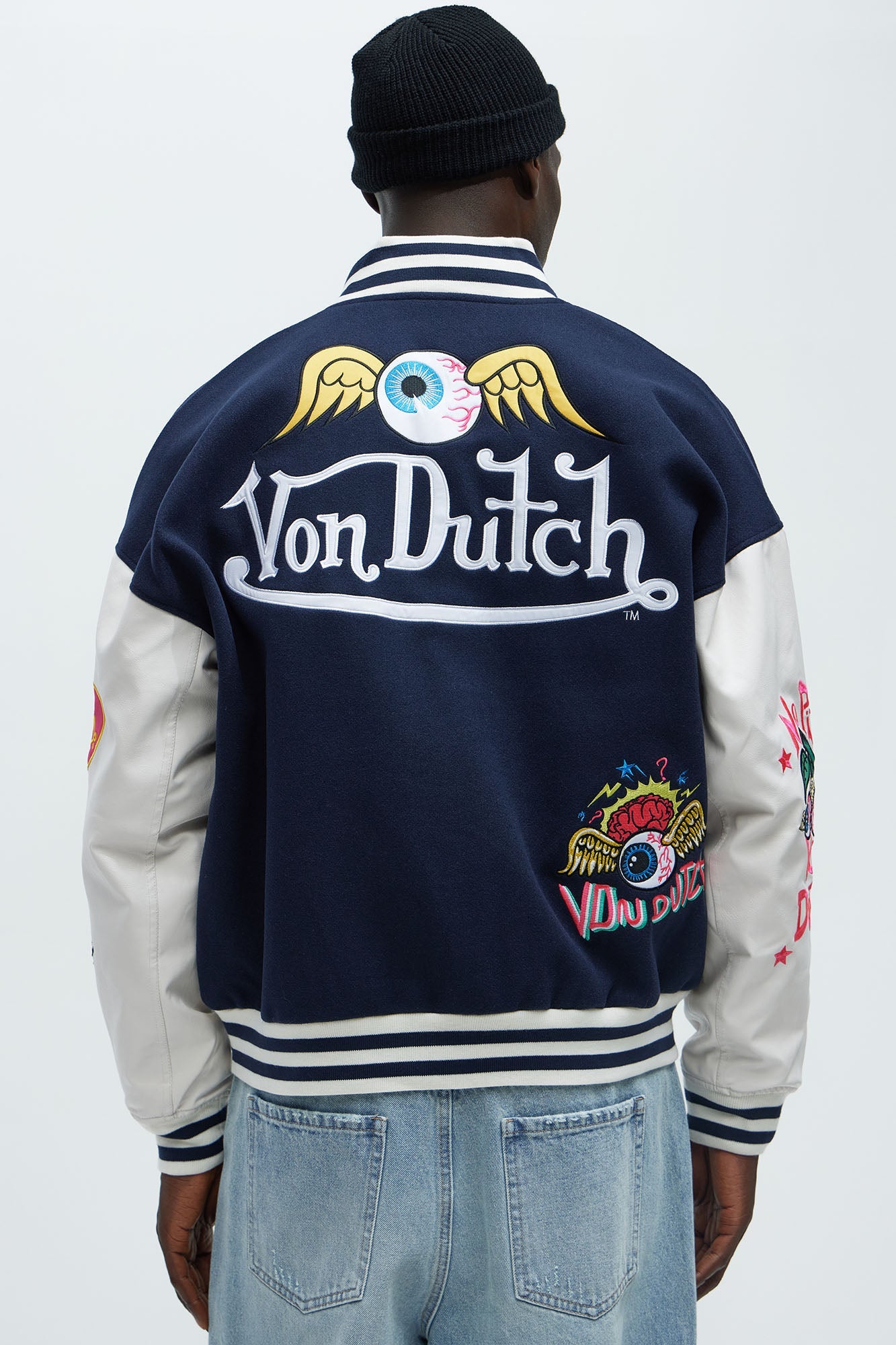 Von Dutch Eyeball Varsity Jacket - Navy/combo