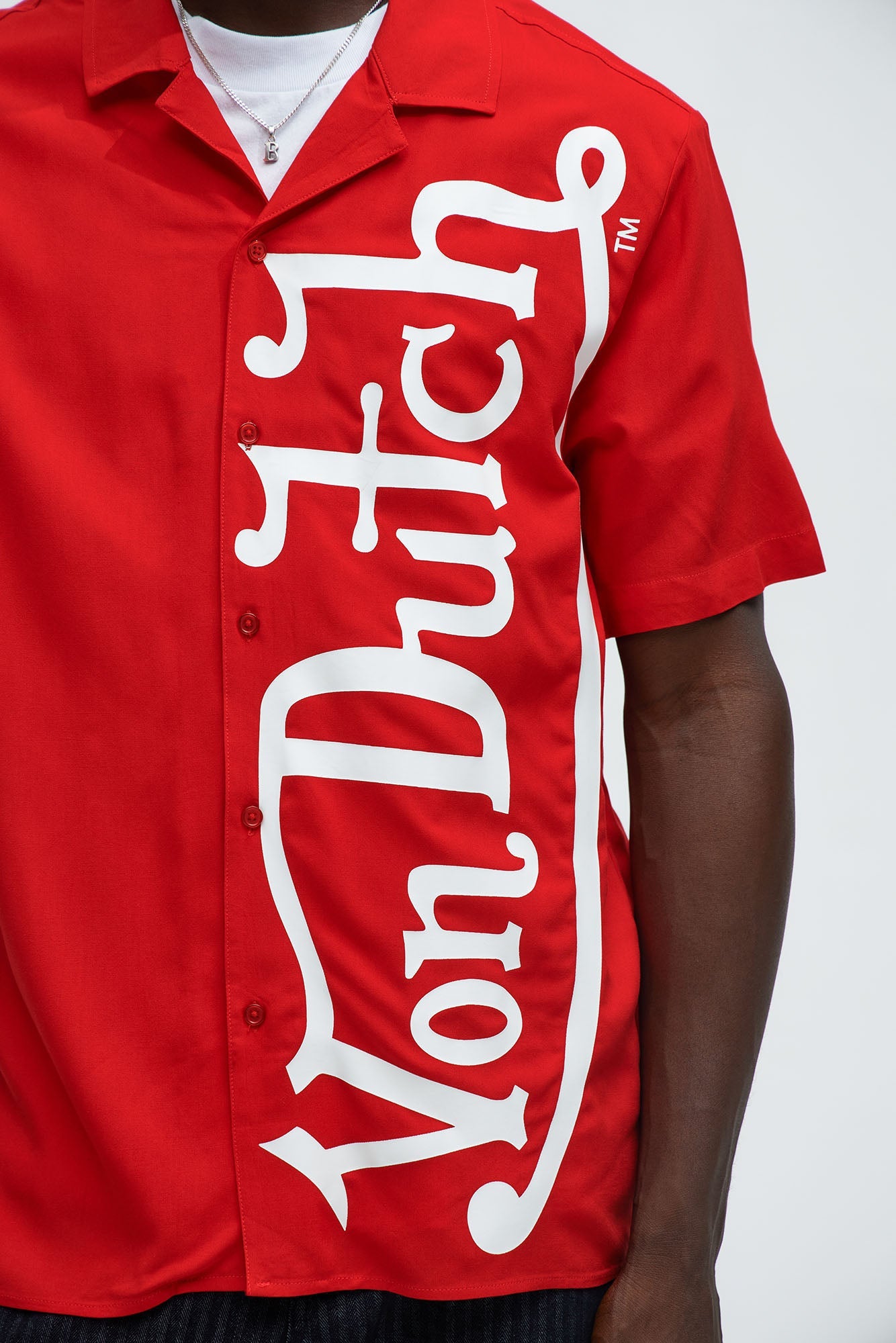 Von Dutch Oversized White Font Shirt - Red