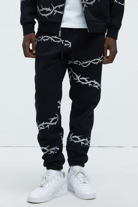 Tyson Barbed Wire Oversized Heavy Jogger - Black