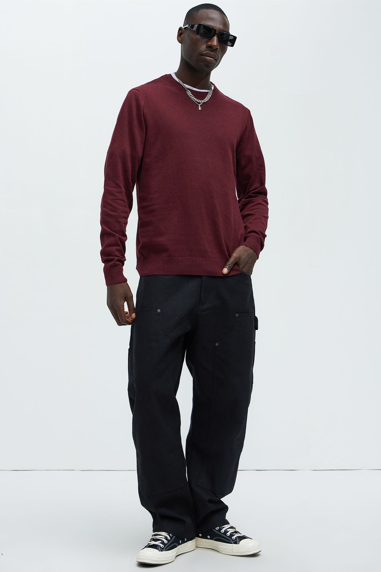 Cozy and Cool Crewneck Sweater - Burgundy