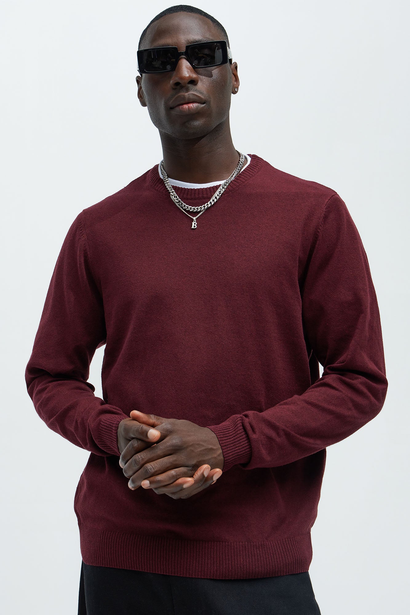 Cozy and Cool Crewneck Sweater - Burgundy