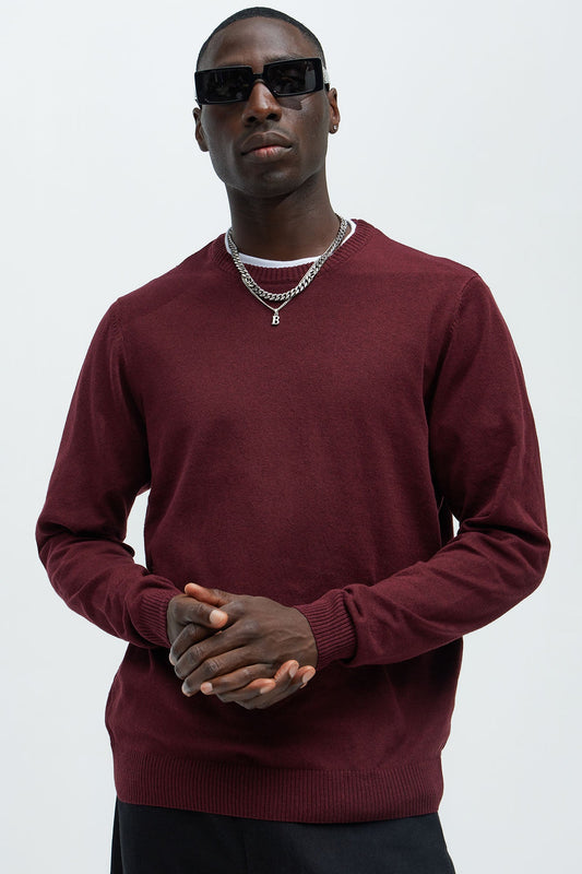 Cozy and Cool Crewneck Sweater - Burgundy