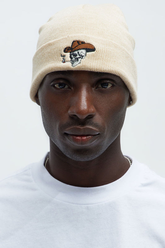 Western Skull Beanie - Tan
