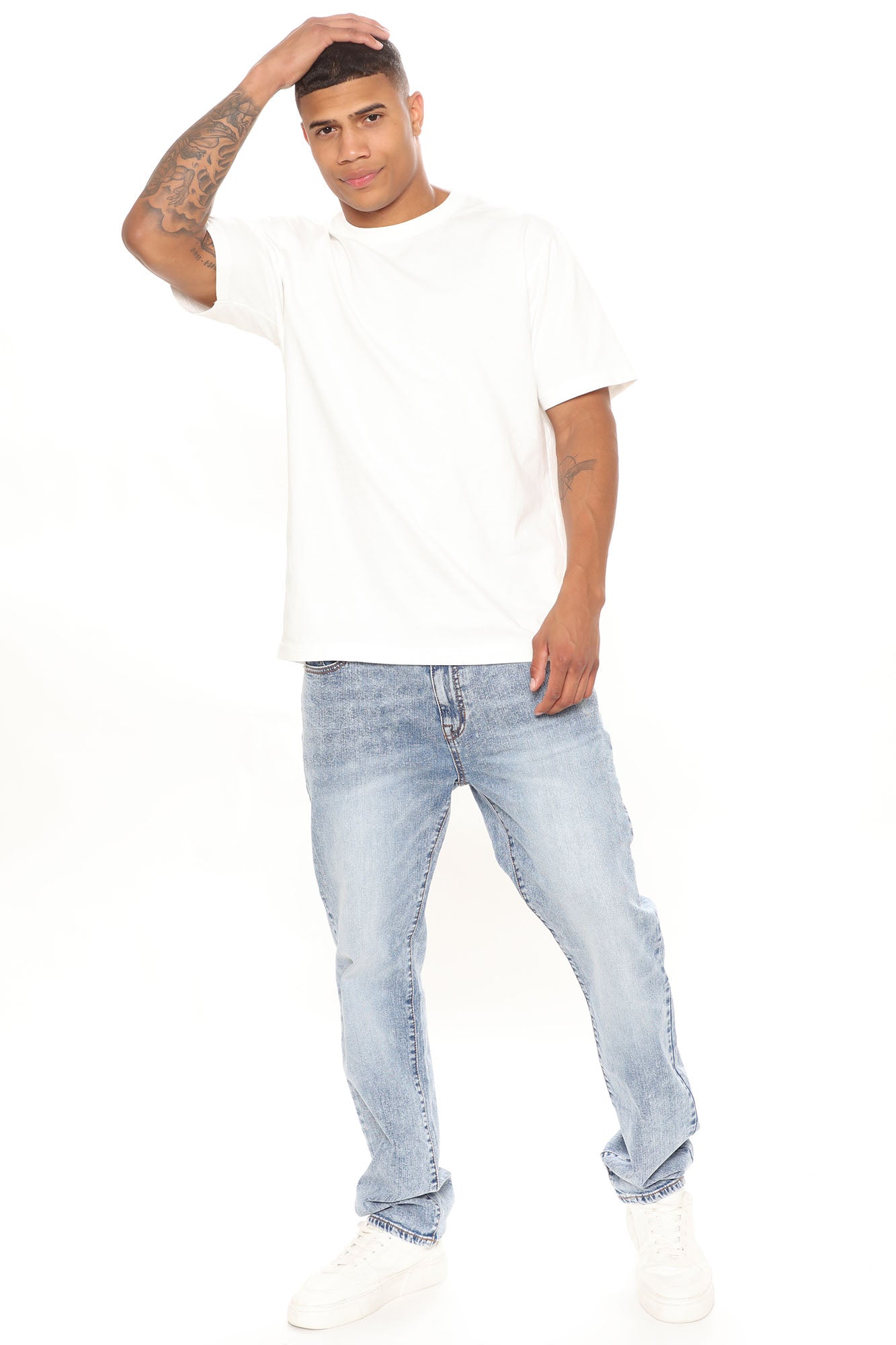 Mike Straight Taper Jeans - Bleach Blue Wash