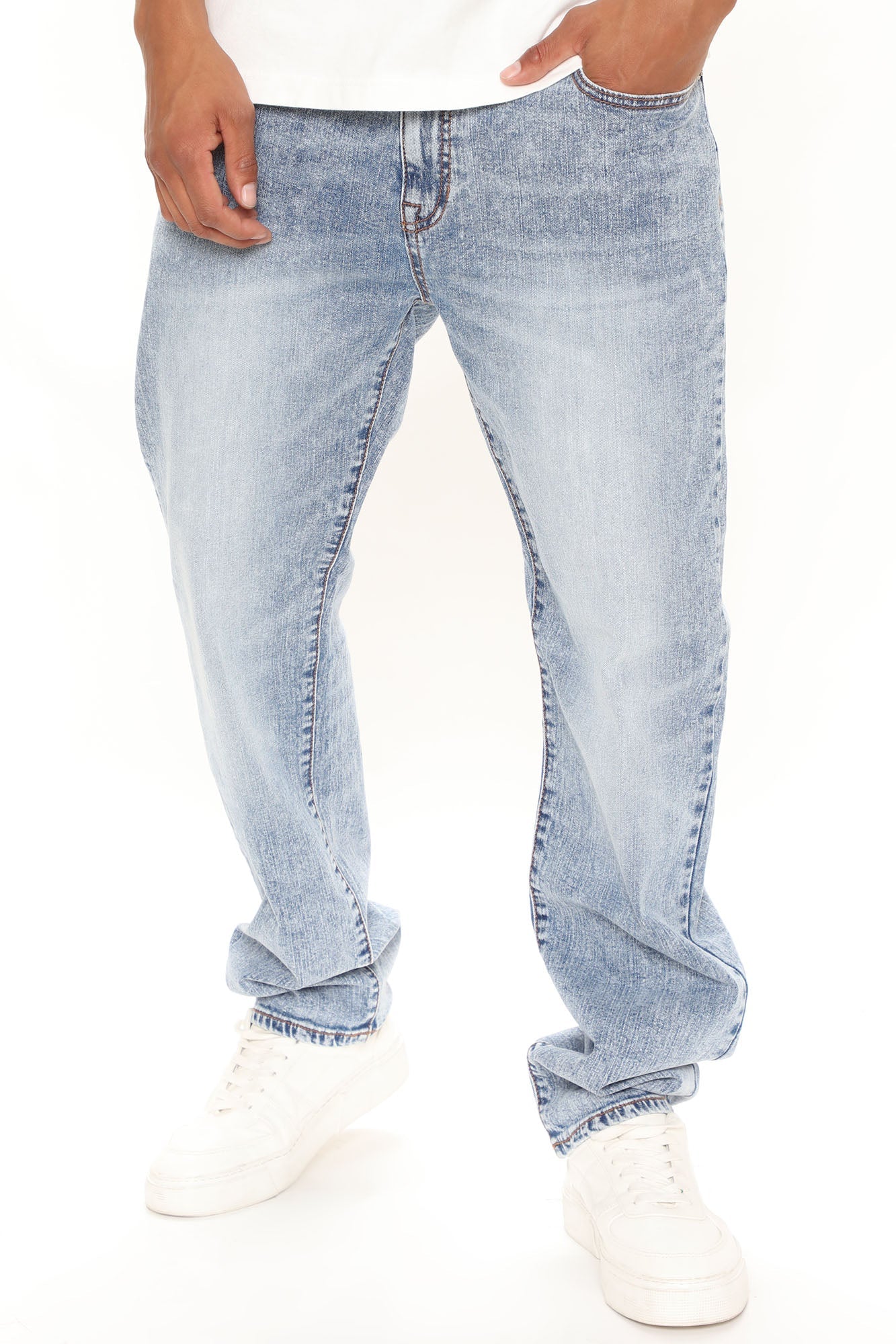 Mike Straight Taper Jeans - Bleach Blue Wash