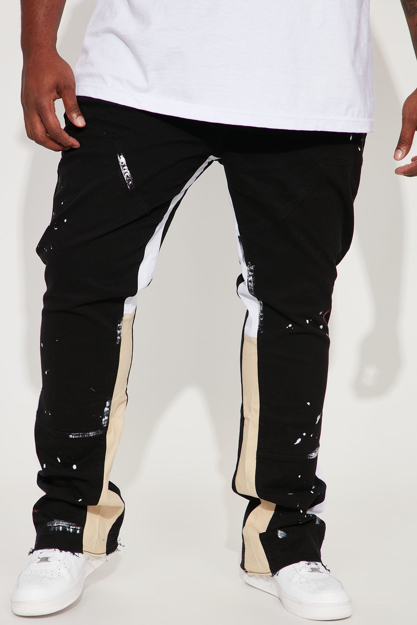 Both Ways Slim Stacked Flared Pants - Black/combo