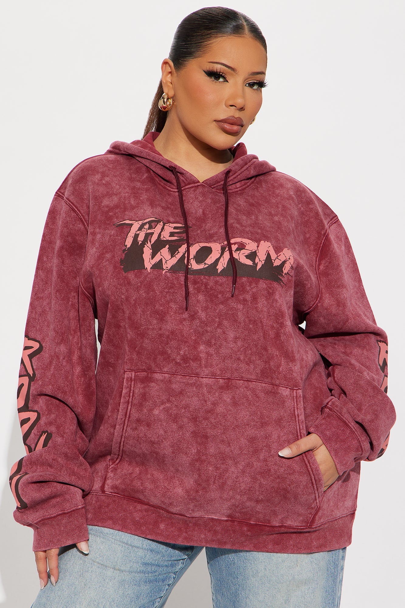 Dennis Rodman The Worm Washed Hoodie - Burgundy