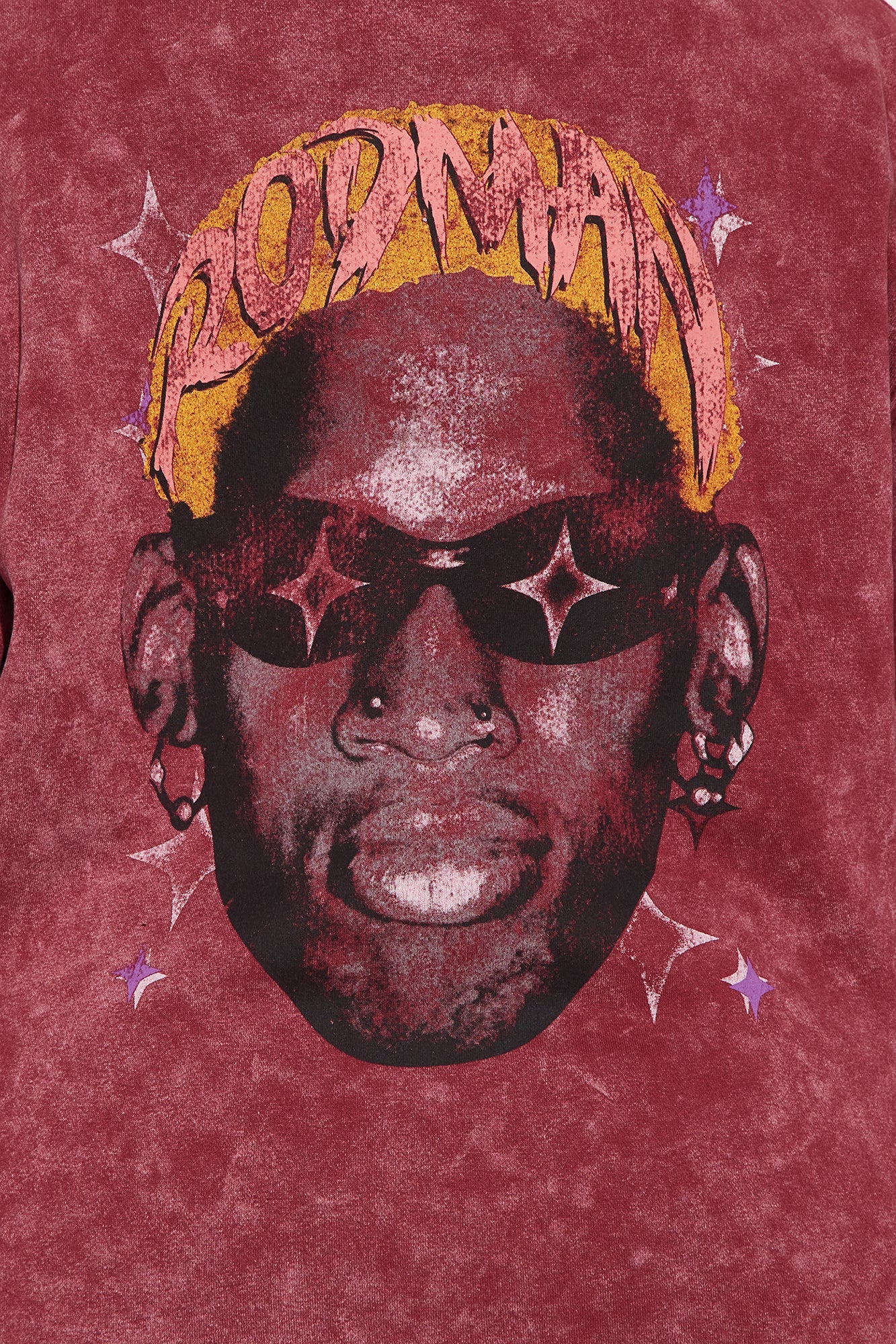Dennis Rodman The Worm Washed Hoodie - Burgundy