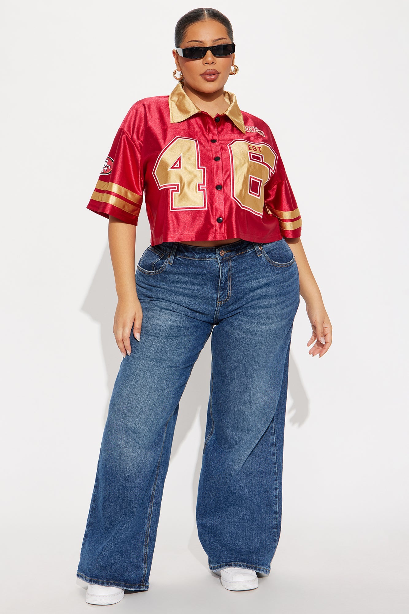 NFL San Francisco 49ers Cropped Shirt - Red/combo