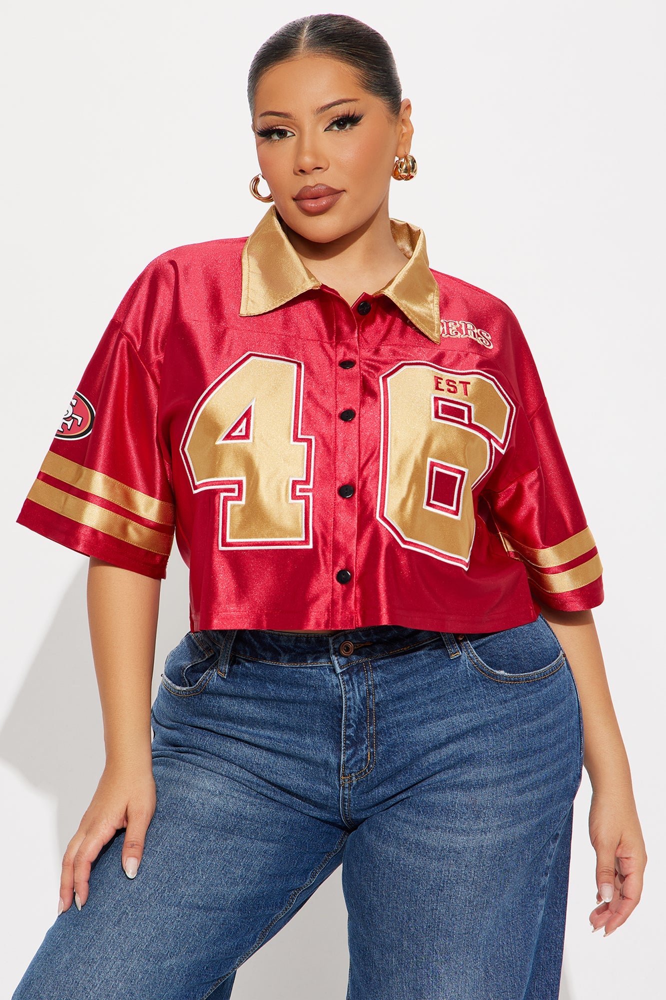 NFL San Francisco 49ers Cropped Shirt - Red/combo